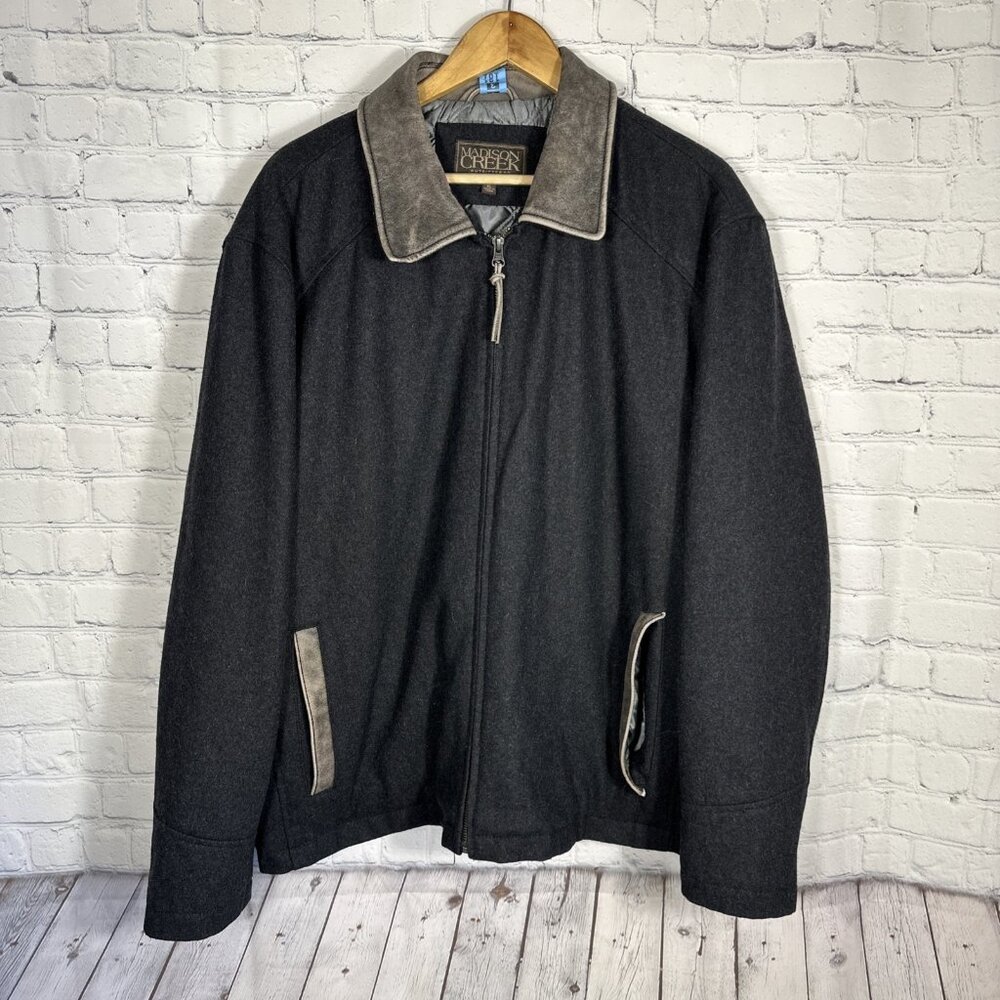 Madison Creek Outfitters Jacket XL Wool Blend Coat Leather Accents Full Zip